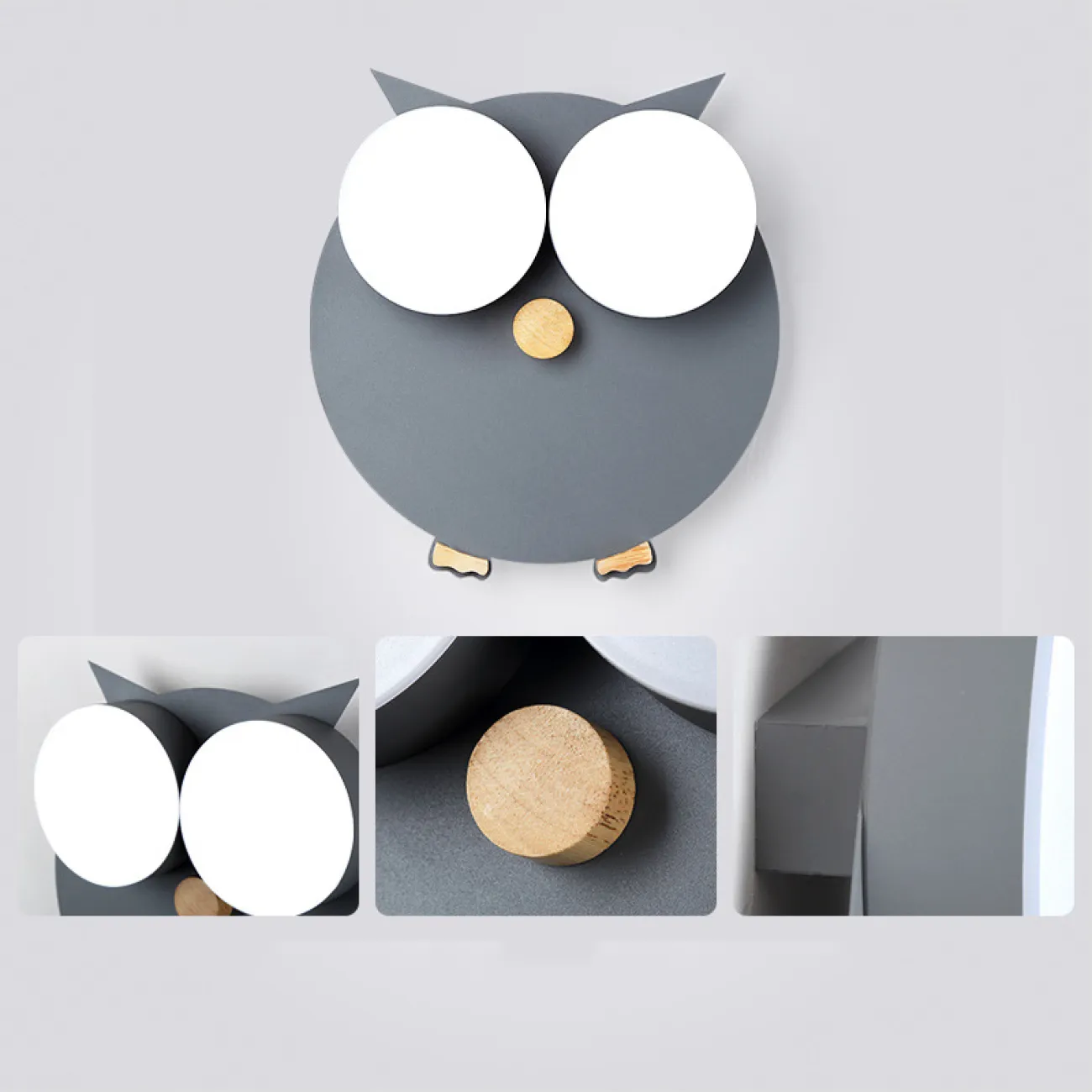 Настенный светодиодный светильник в виде совы с деревянными элементами и шаровидными матовыми плафонами ZOO Настенный светодиодный светильник в виде совы с деревянными элементами и шаровидными матовыми плафонами ZOO