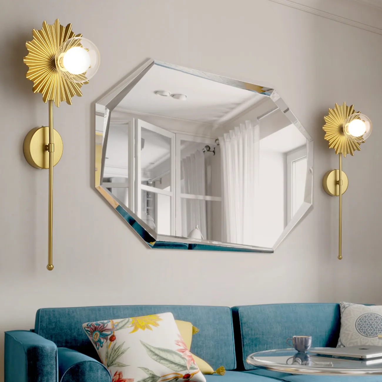 Настенный светильник с шарообразным стеклянным плафоном и дисковидным рельефным рассеивателем, стилизованным под цветок SUNNY Настенный светильник с шарообразным стеклянным плафоном и дисковидным рельефным рассеивателем, стилизованным под цветок SUNNY