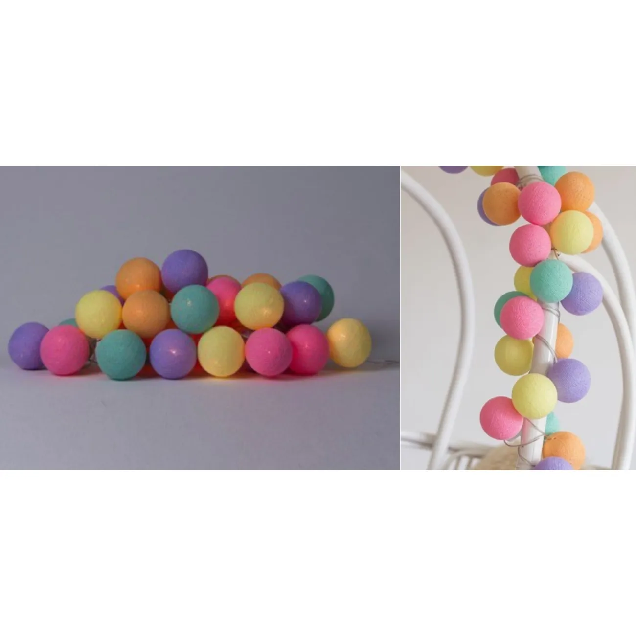 Гирлянда хлопковые фонарики Сotton Ball Ice Cream