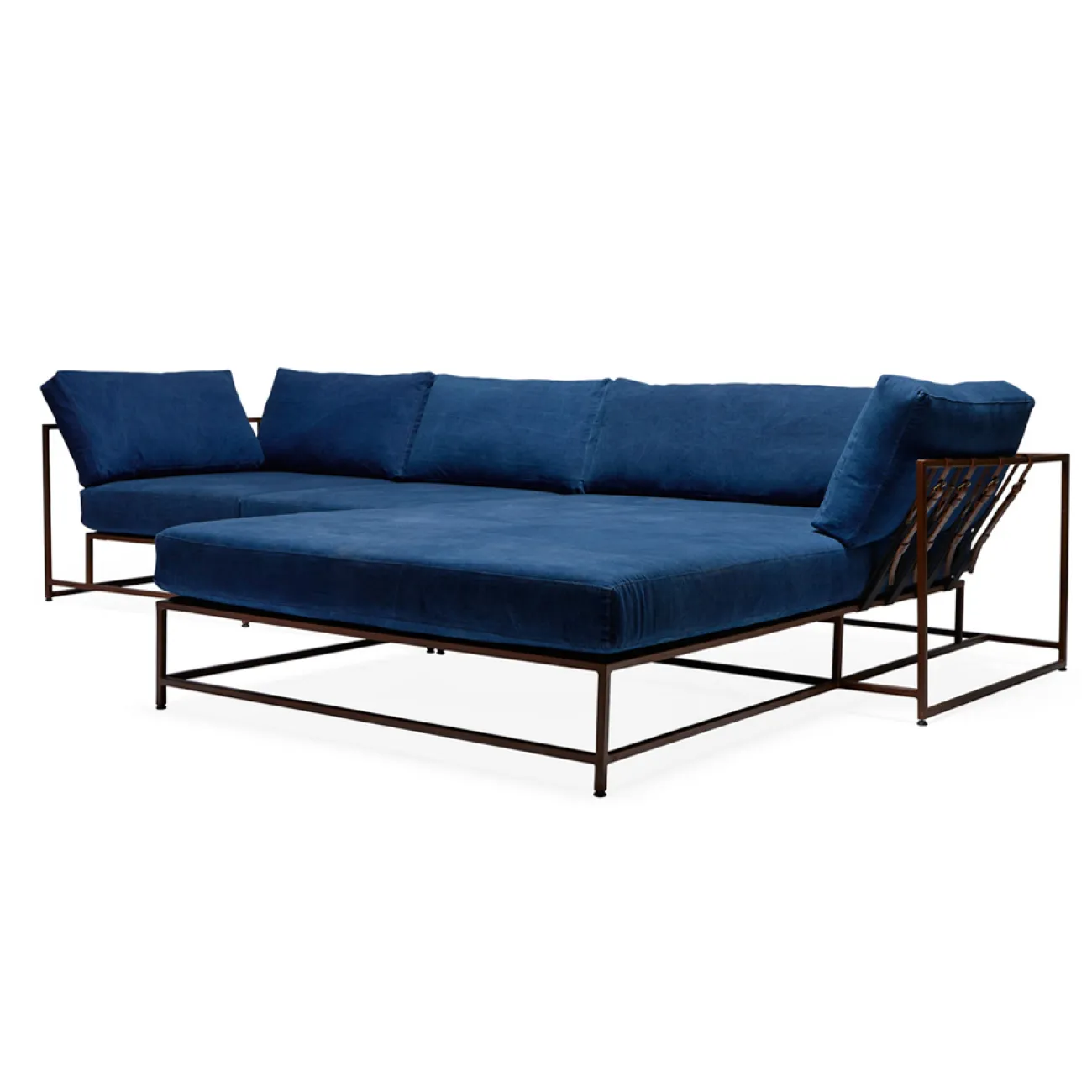 Угловой диван Indigo Denim and copper Sectional sofa designed by Stephen Kenn and Simon Miller		 in 2014 от LaLume