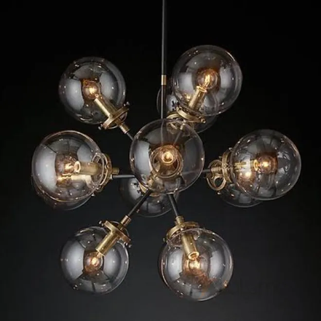 Люстра RH Bistro Globe Clear Glass Burst Chandelier 12 от LaLume