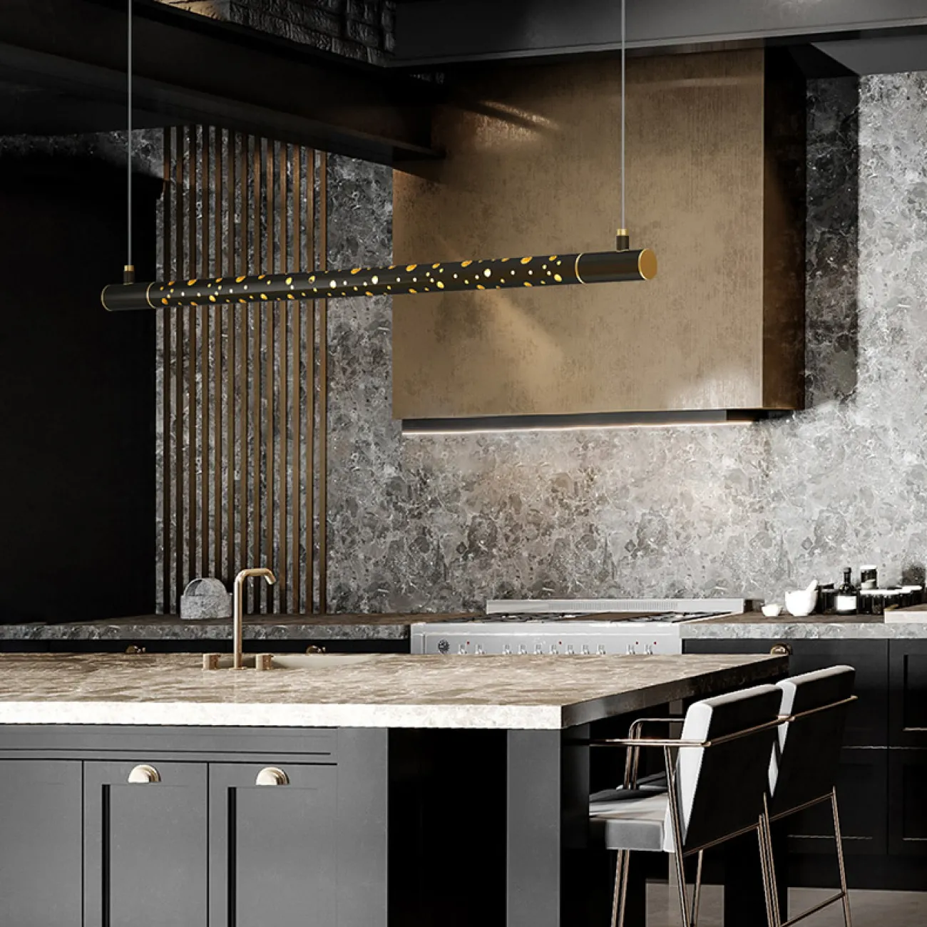 Подвесной светильник ALEKSA L80 Black Brass от ImperiumLoft