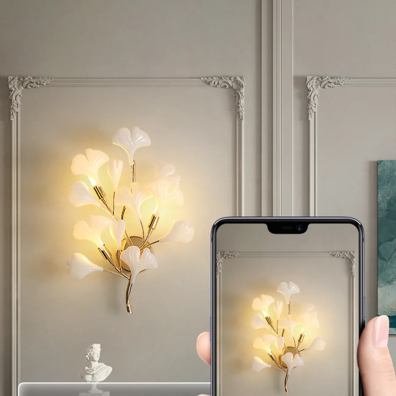 Серия настенных светильников на ветвистом каркасе с белыми и латунными рассеивателями с природными мотивами JULIETTA B WALL L35 Серия настенных светильников на ветвистом каркасе с белыми и латунными рассеивателями с природными мотивами JULIETTA B WALL L35