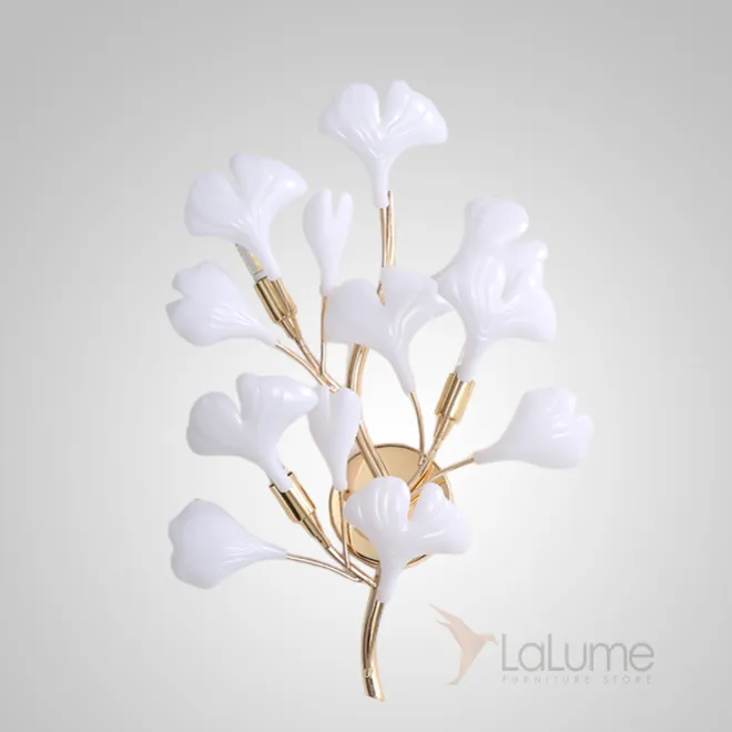 Серия настенных светильников на ветвистом каркасе с белыми и латунными рассеивателями с природными мотивами JULIETTA B WALL L35 Серия настенных светильников на ветвистом каркасе с белыми и латунными рассеивателями с природными мотивами JULIETTA B WALL L35