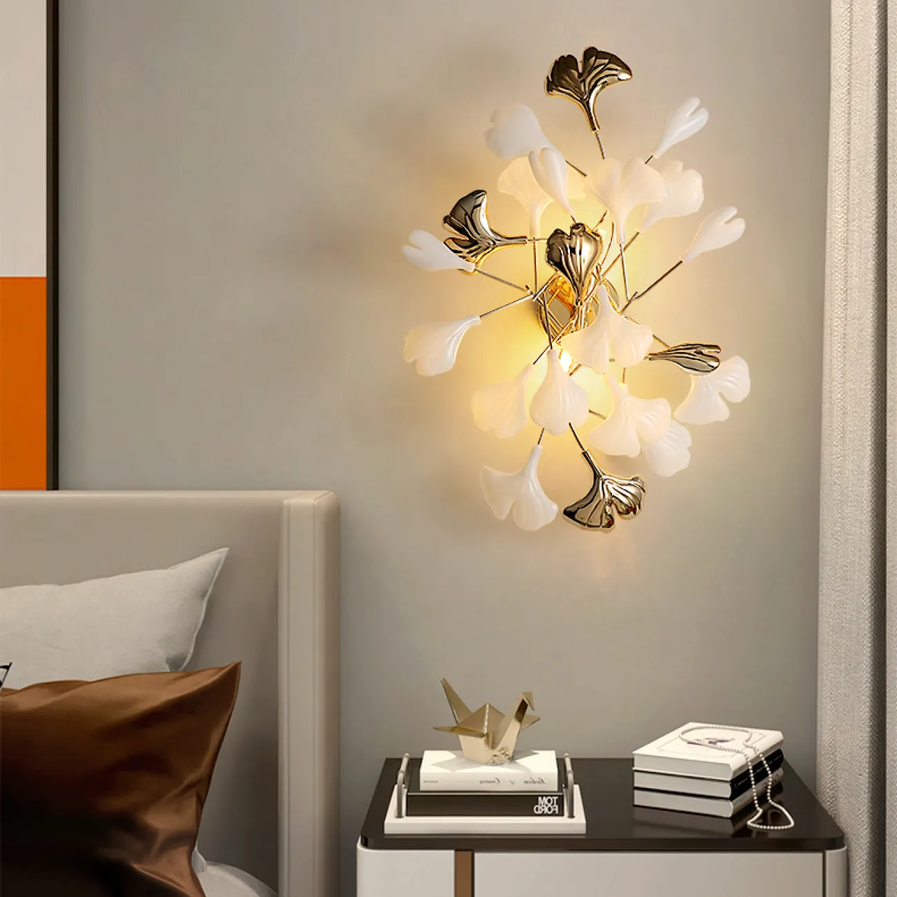 Серия настенных светильников на ветвистом каркасе с белыми и латунными рассеивателями с природными мотивами JULIETTA B WALL L35 Серия настенных светильников на ветвистом каркасе с белыми и латунными рассеивателями с природными мотивами JULIETTA B WALL L35