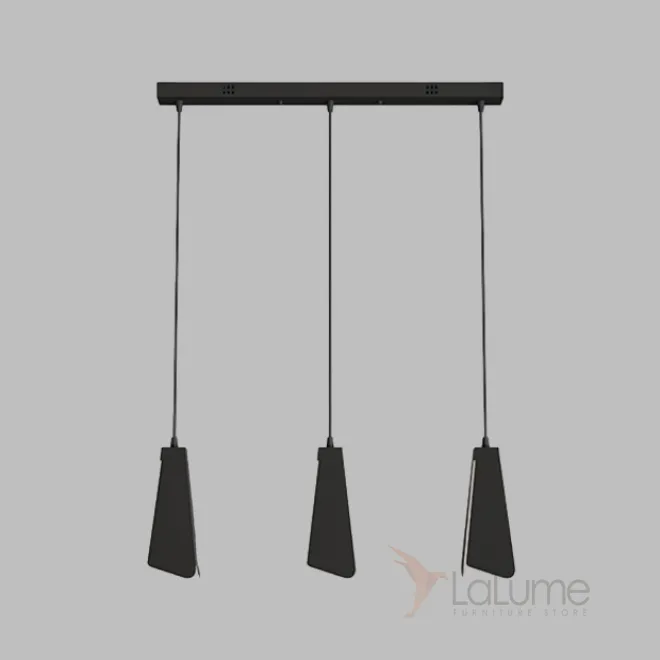 Готовая комбинация подвесных светильников c трапециевидным абажуром из ассиметричных пластин TORBEN TRIO Black