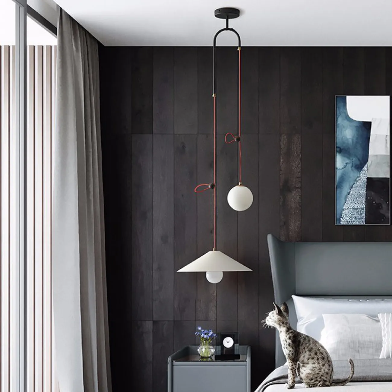 Подвесной светильник OFFSET Черный с черным проводом от ImperiumLoft