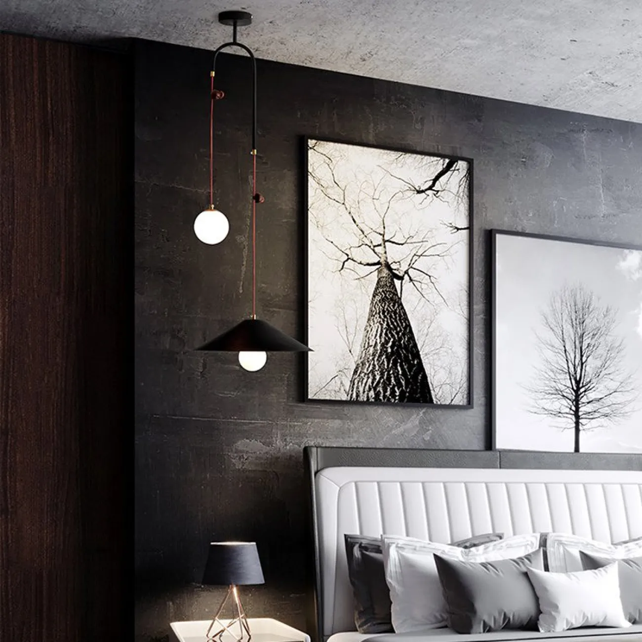 Подвесной светильник OFFSET Черный с черным проводом от ImperiumLoft