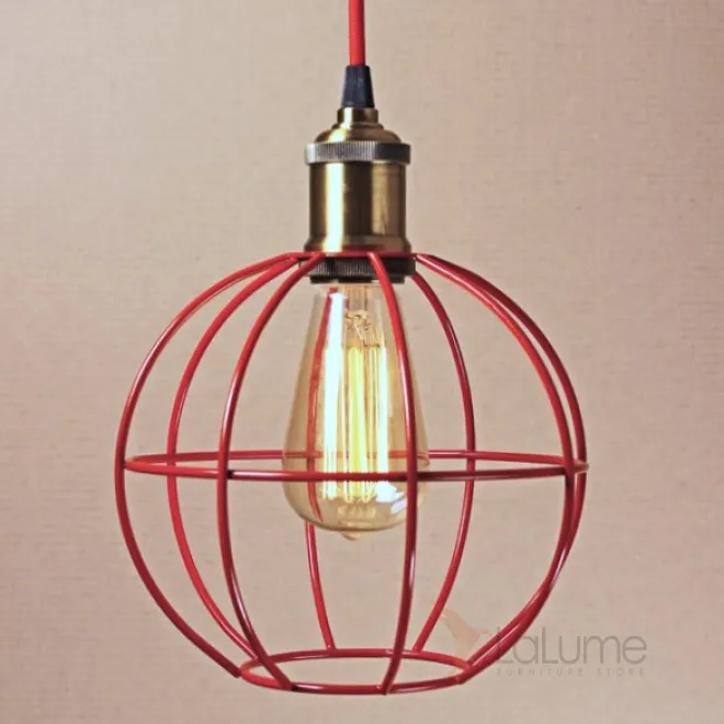 Подвесной светильник Wire Cage Pendant Ball Red от LaLume