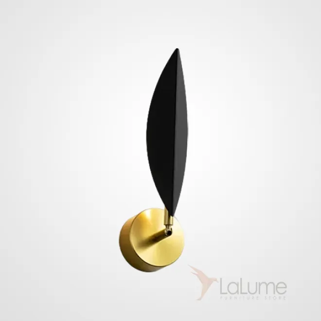 Серия настенных светодиодных светильников с черным листовидным рассеивателем на кронштейне оттенка латунь IVY Поворотный