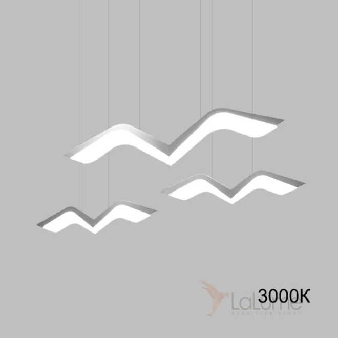 Комбинация подвесных светодиодных светильников с плафонами в форме стилизованных чаек LIESL L3 3000К