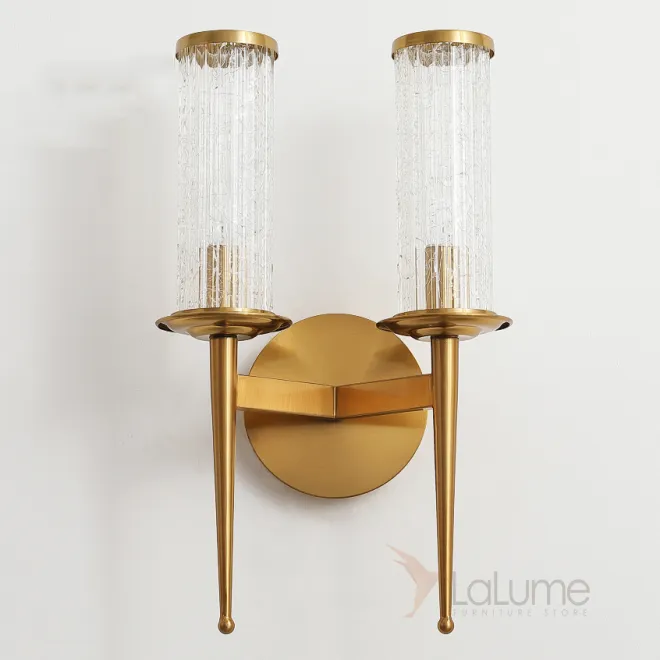 Серия настенных светильников с цилиндрическими плафонами из кракелированного стекла на конических рожках IRAIDA B L2