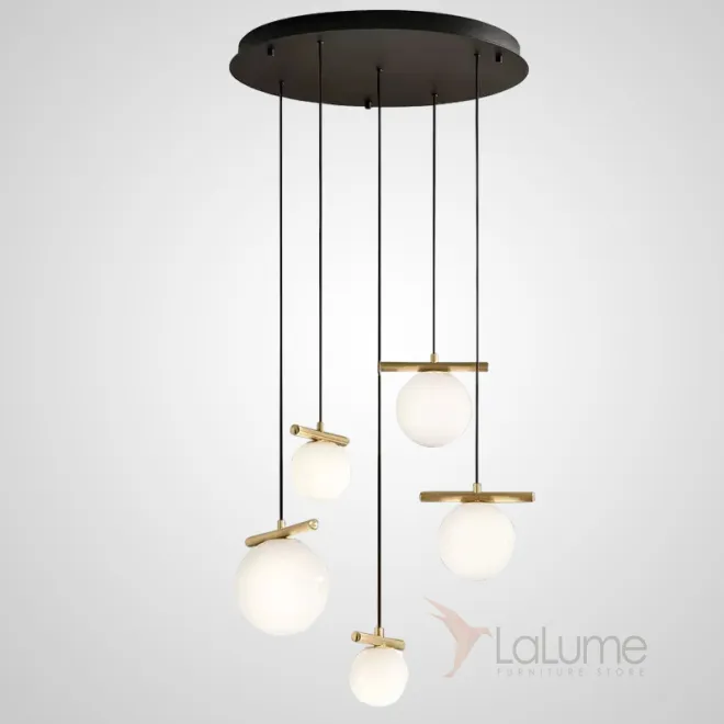 Готовая комбинация подвесных светильников c шарообразными стеклянными плафонами на металлических рейках KIRAN COMBO