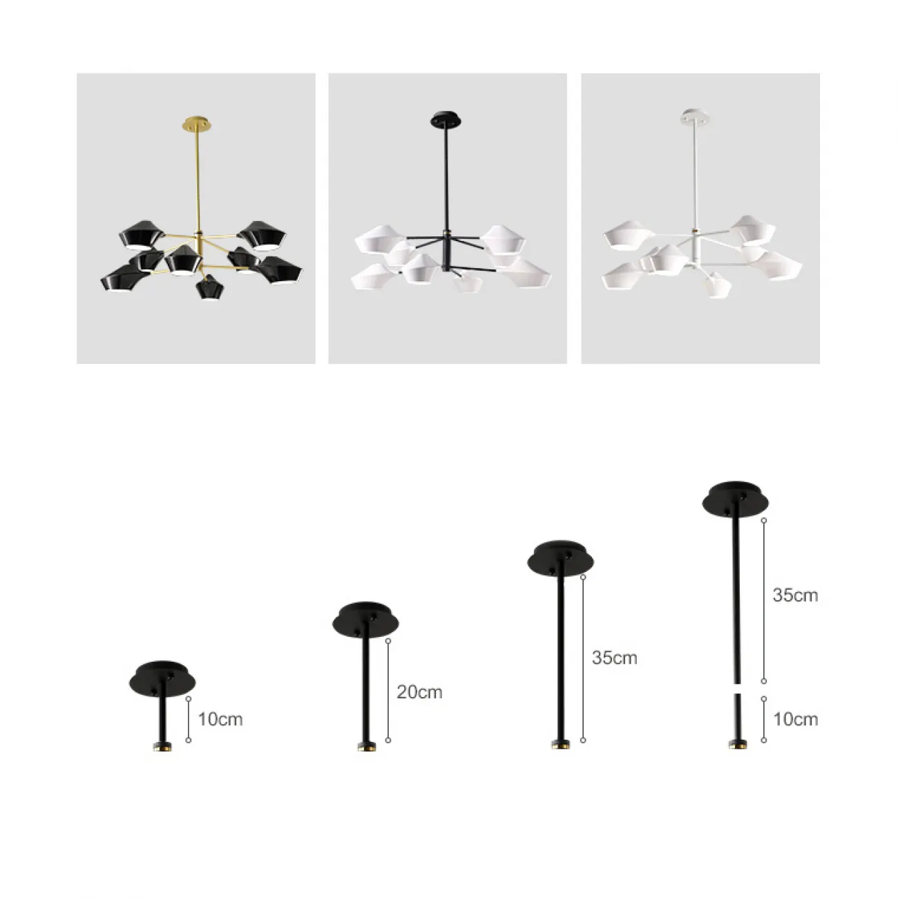 Люстра на штанге LANT D65 4 lamps Black/White от ImperiumLoft