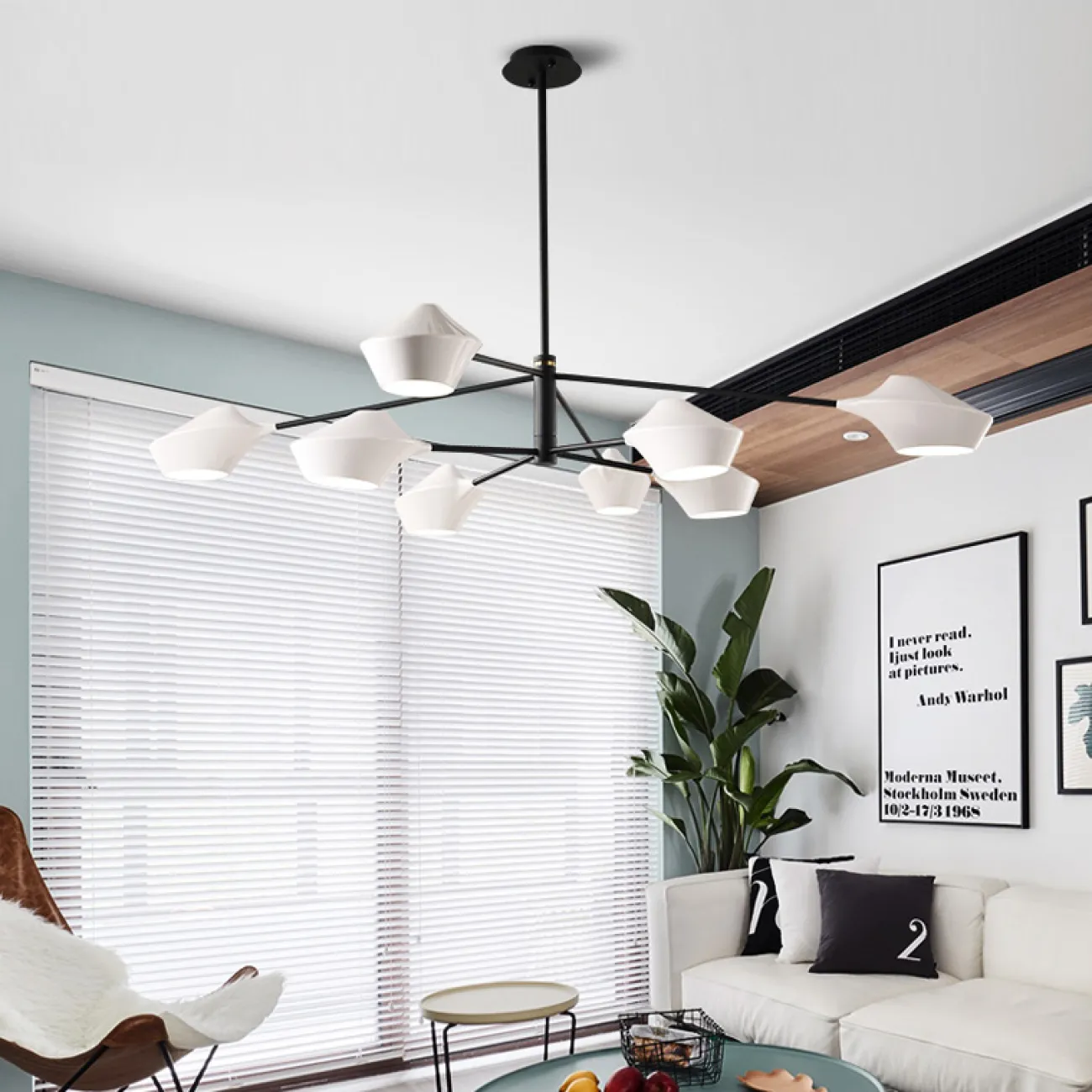 Люстра на штанге LANT D95 4 lamps White от ImperiumLoft