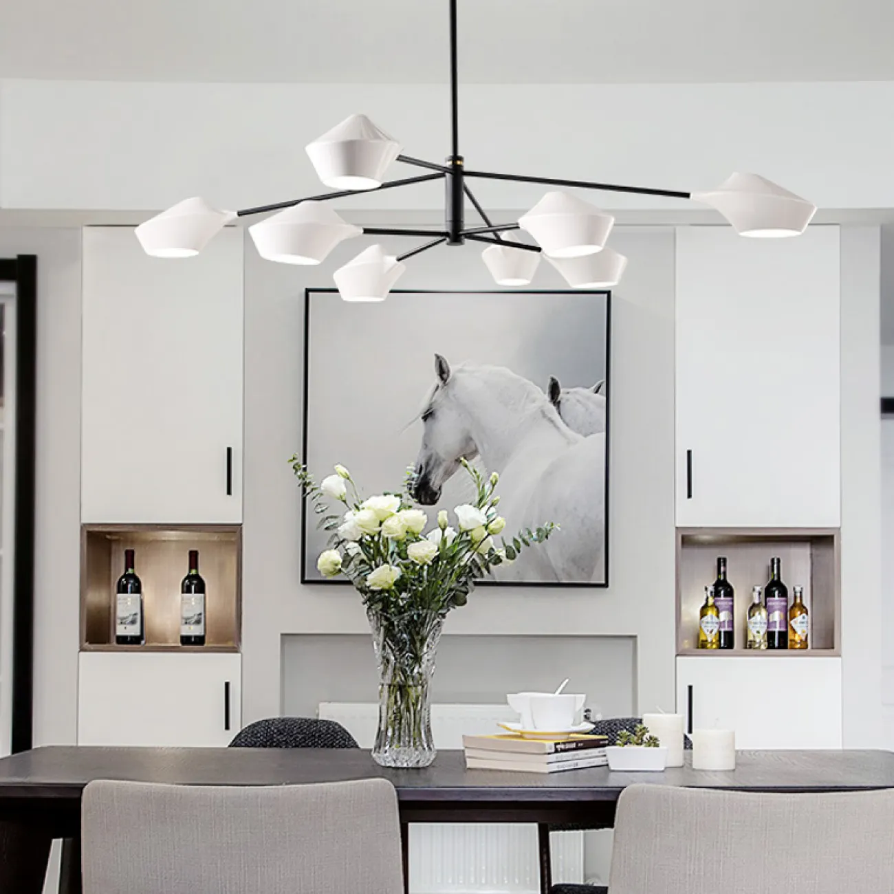 Люстра на штанге LANT D65 4 lamps Black/White от ImperiumLoft