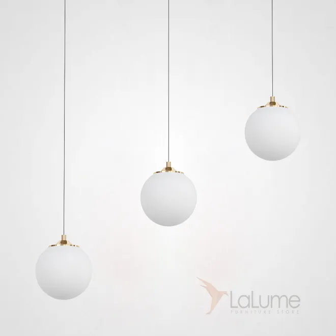 Готовая комбинация подвесных светильников с белыми матовыми плафонами шарообразной формы BARTA L62