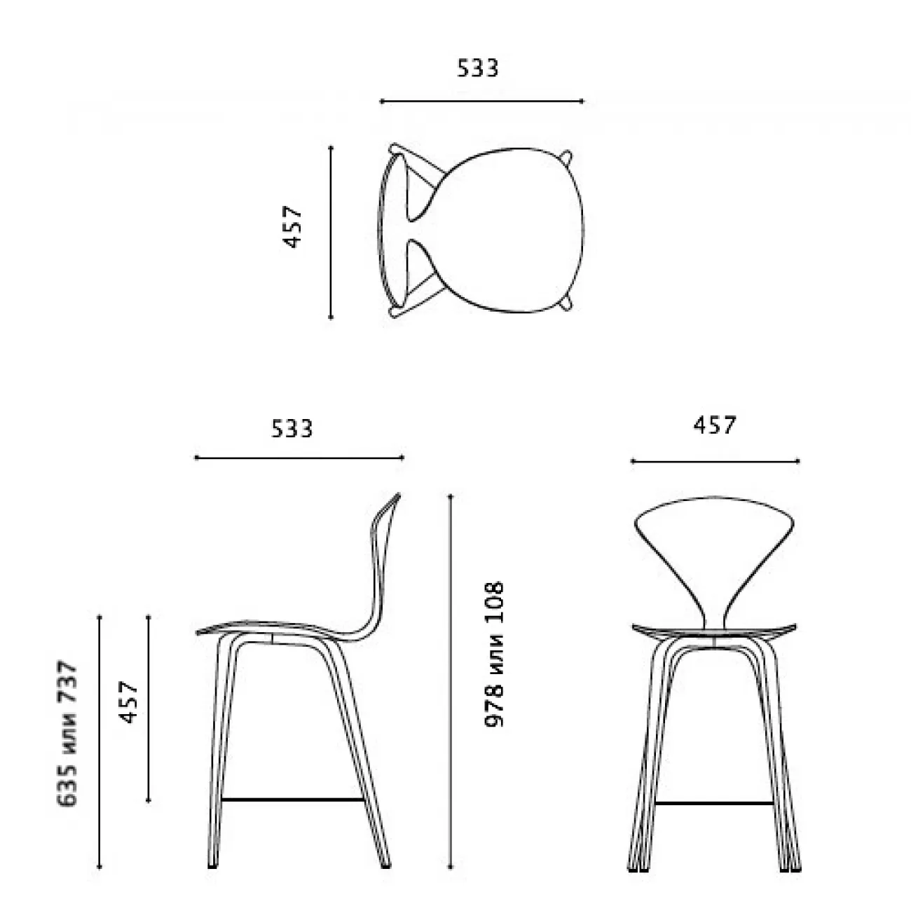 Барный стул Cherner designed by Norman Cherner		 in 1958 от LaLume