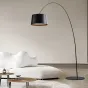 Напольный светильник с черным трапециевидным абажуром на изогнутой стойке с механизмом регулировки наклона SILVIAN