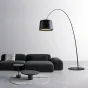 Напольный светильник с черным трапециевидным абажуром на изогнутой стойке с механизмом регулировки наклона SILVIAN