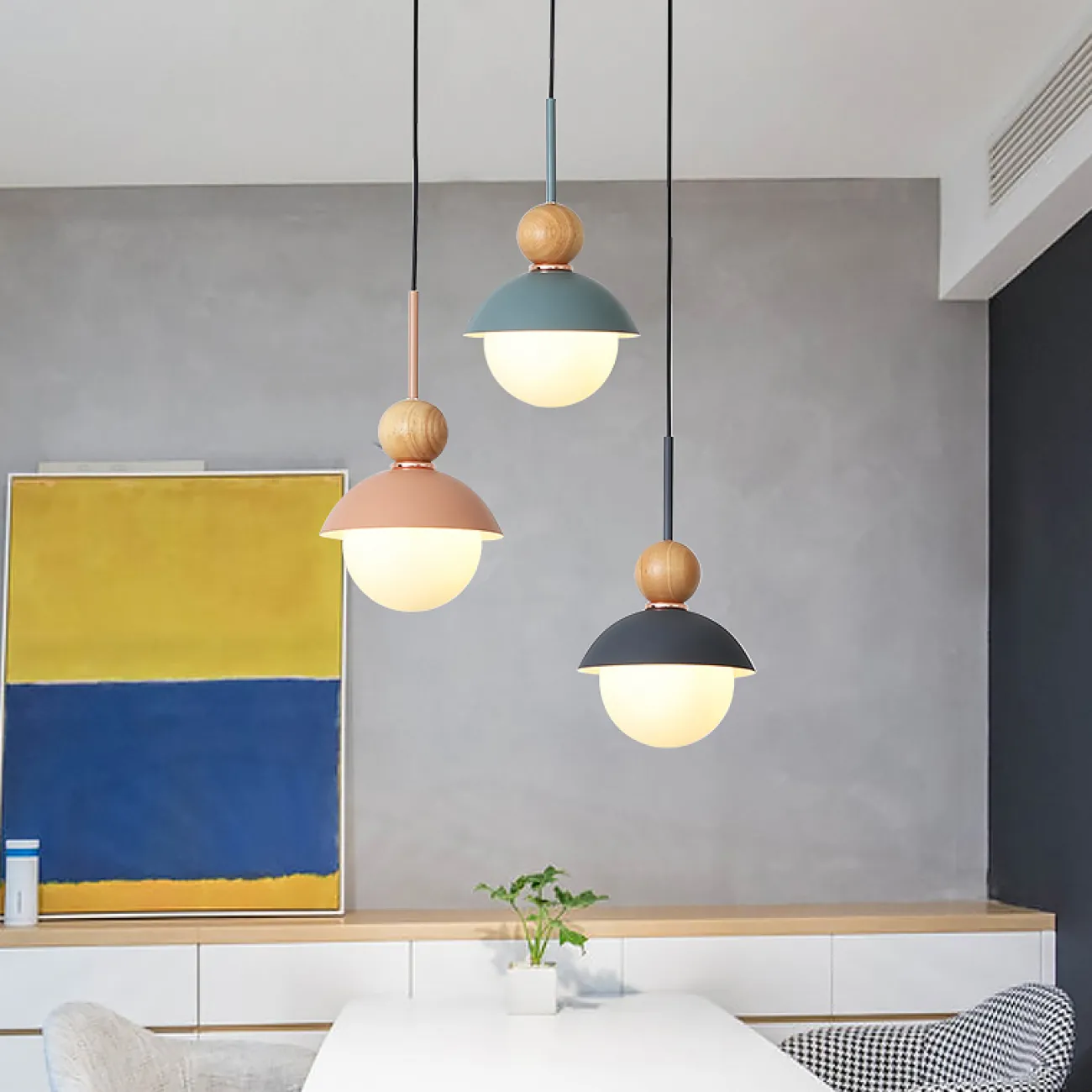 Подвесной светильник POMPON WOOD Синий от ImperiumLoft