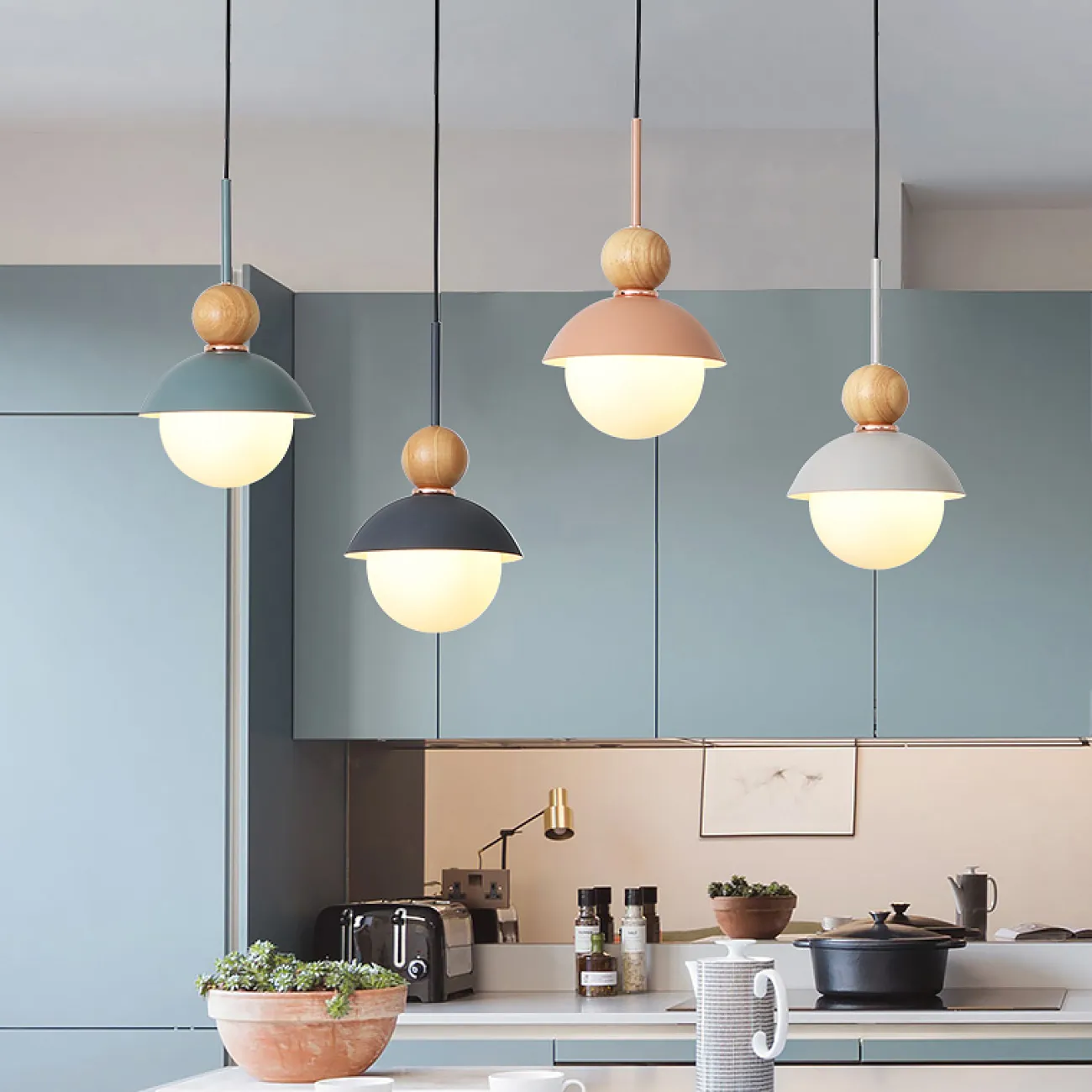 Подвесной светильник POMPON WOOD Розовый от ImperiumLoft