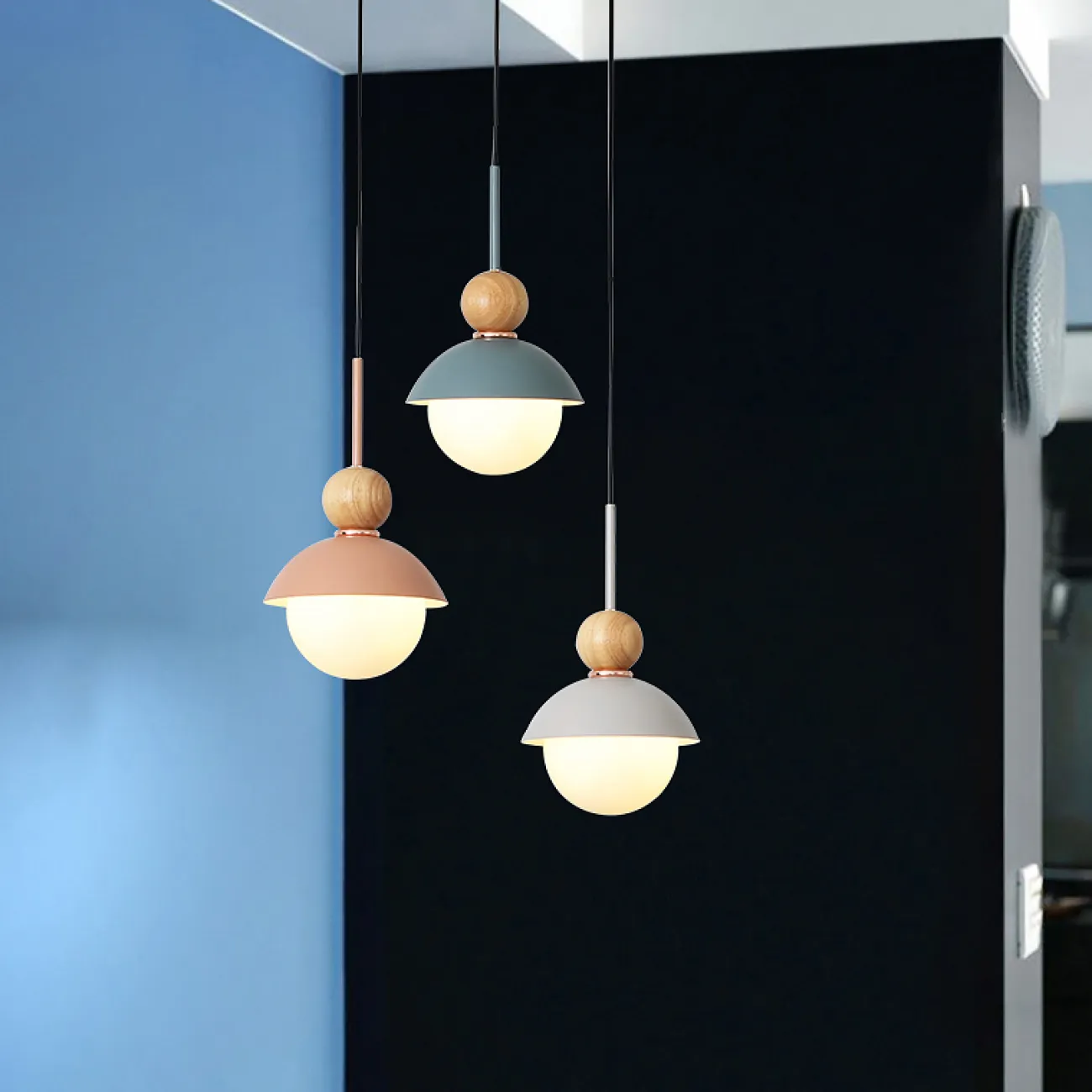 Подвесной светильник POMPON WOOD Синий от ImperiumLoft