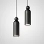 Парная комбинация подвесных светодиодных светильников с цилиндрическим корпусом и шарообразным клипом из натуральной и черненой латуни LEFFE DUO Black