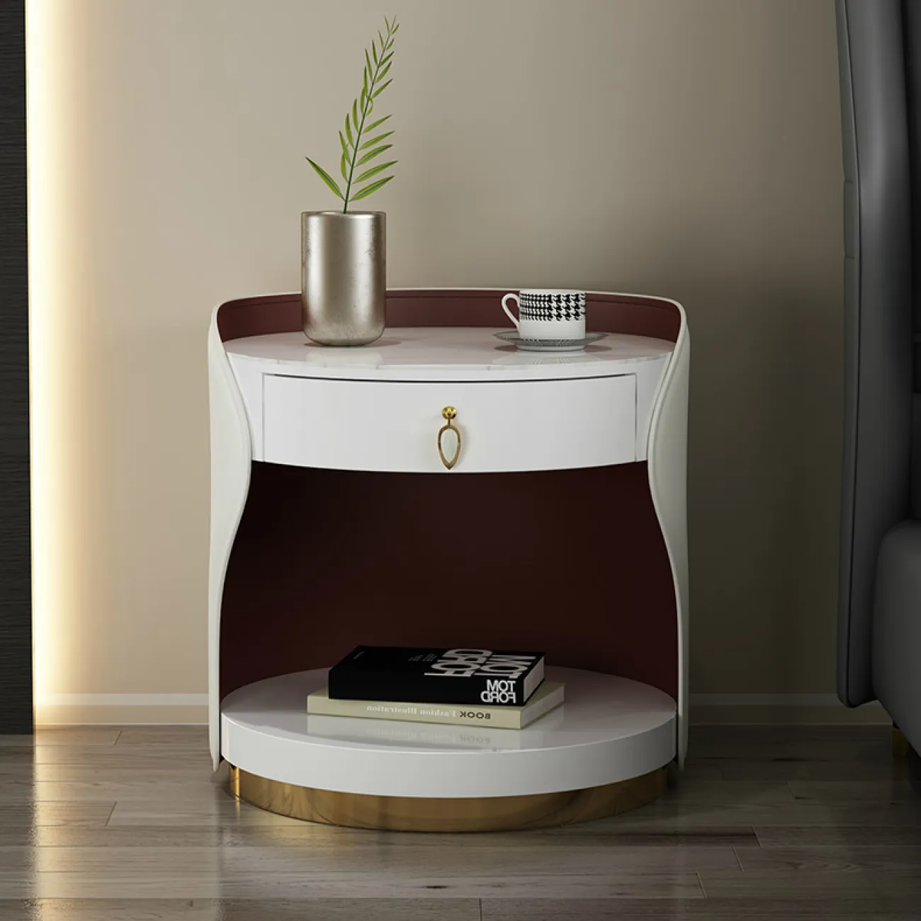 Дизайнерская кожаная прикроватная тумба - LaLume-TT00143