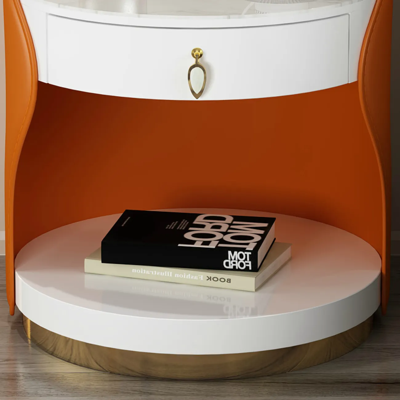 Дизайнерская кожаная прикроватная тумба - LaLume-TT00143