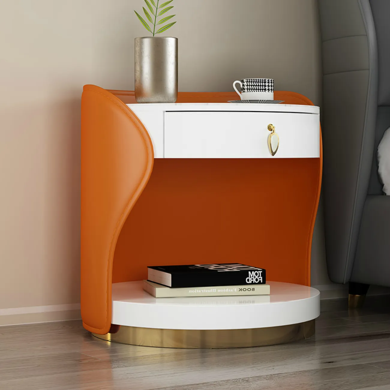 Дизайнерская кожаная прикроватная тумба - LaLume-TT00143