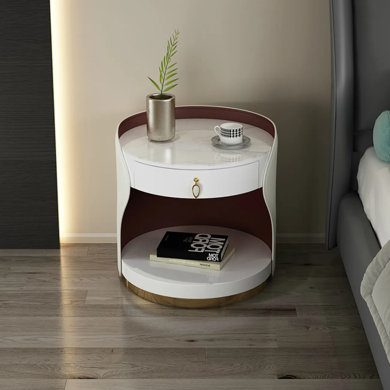 Дизайнерская кожаная прикроватная тумба - LaLume-TT00143