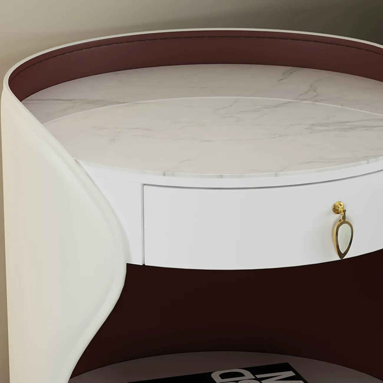 Дизайнерская кожаная прикроватная тумба - LaLume-TT00143