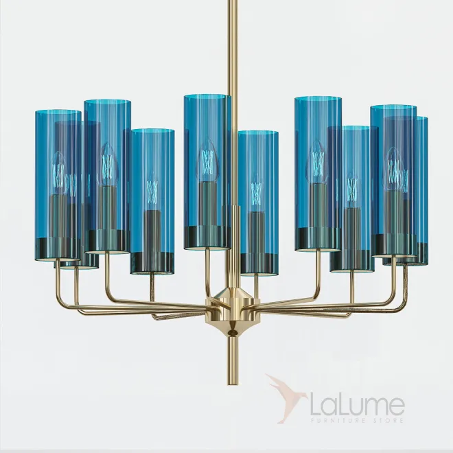 Люстра Hans-Agne Jakobsson Brass Blue Glass Tube Chandelier 6 Hans-Agne Jakobsson от ImperiumLoft