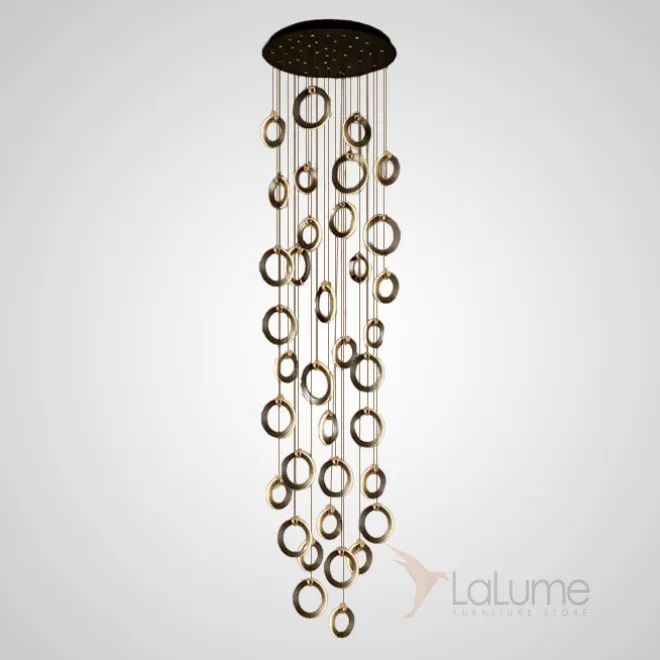 Готовая комбинация подвесных светильников с кольцевидными плафонами с белыми матовыми LED-панелями по внешнему контуру корпуса KARI L36 Brown