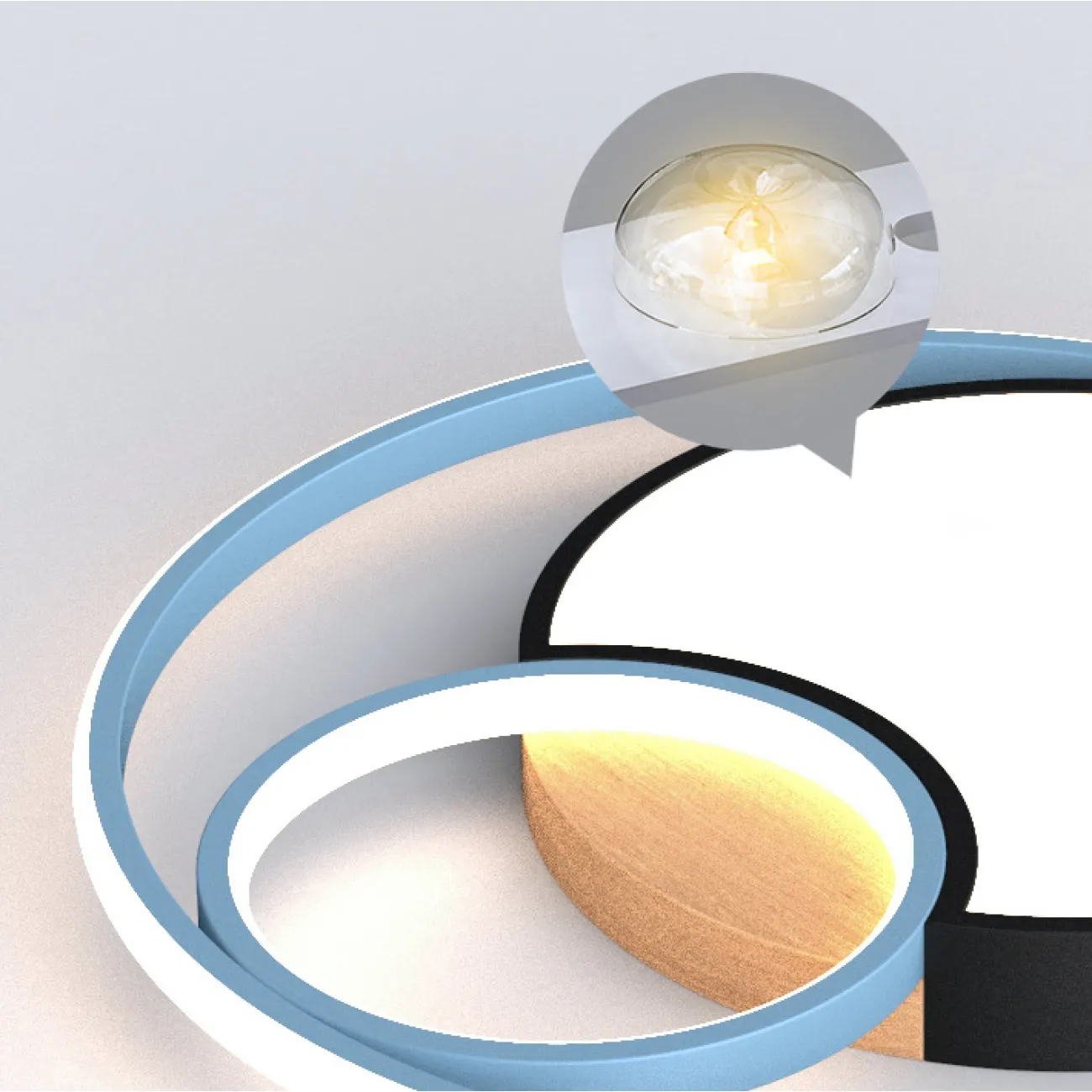 Серия потолочных светодиодных светильников в виде светящихся дисков с декором из светлого дерева LAUST D40 Grey Серия потолочных светодиодных светильников в виде светящихся дисков с декором из светлого дерева LAUST D40 Grey