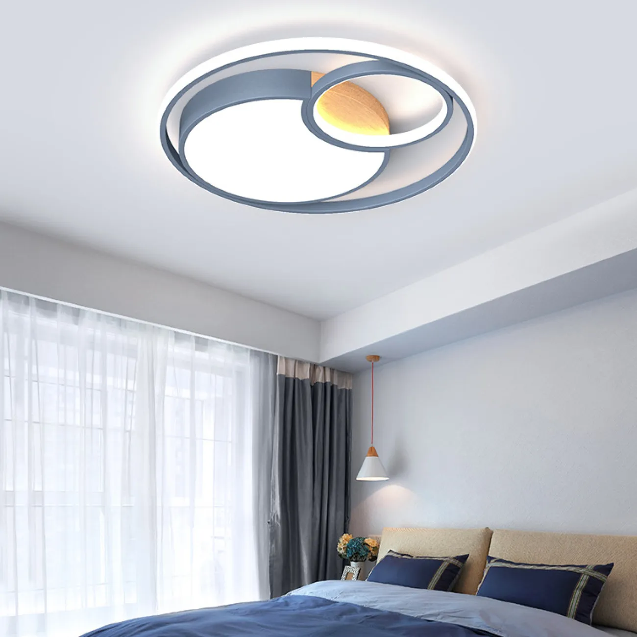 Серия потолочных светодиодных светильников в виде светящихся дисков с декором из светлого дерева LAUST D40 Grey Серия потолочных светодиодных светильников в виде светящихся дисков с декором из светлого дерева LAUST D40 Grey