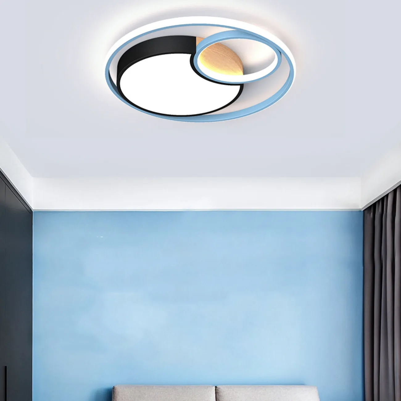 Серия потолочных светодиодных светильников в виде светящихся дисков с декором из светлого дерева LAUST D40 Grey Серия потолочных светодиодных светильников в виде светящихся дисков с декором из светлого дерева LAUST D40 Grey