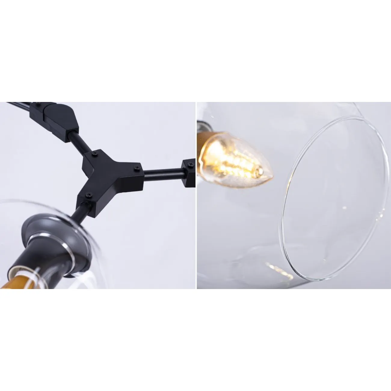 Люстра Сrumpled Glass Bubble Chandelier Black 6 плафонов
