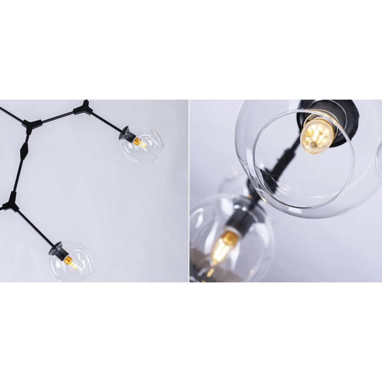 Люстра Сrumpled Glass Bubble Chandelier Black 6 плафонов