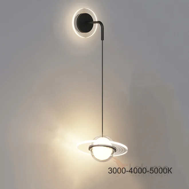 Серия настенных светодиодных светильников с плафонами в виде комбинации шара и пересеченного диска ELECTRON WALL B Трехцветный свет