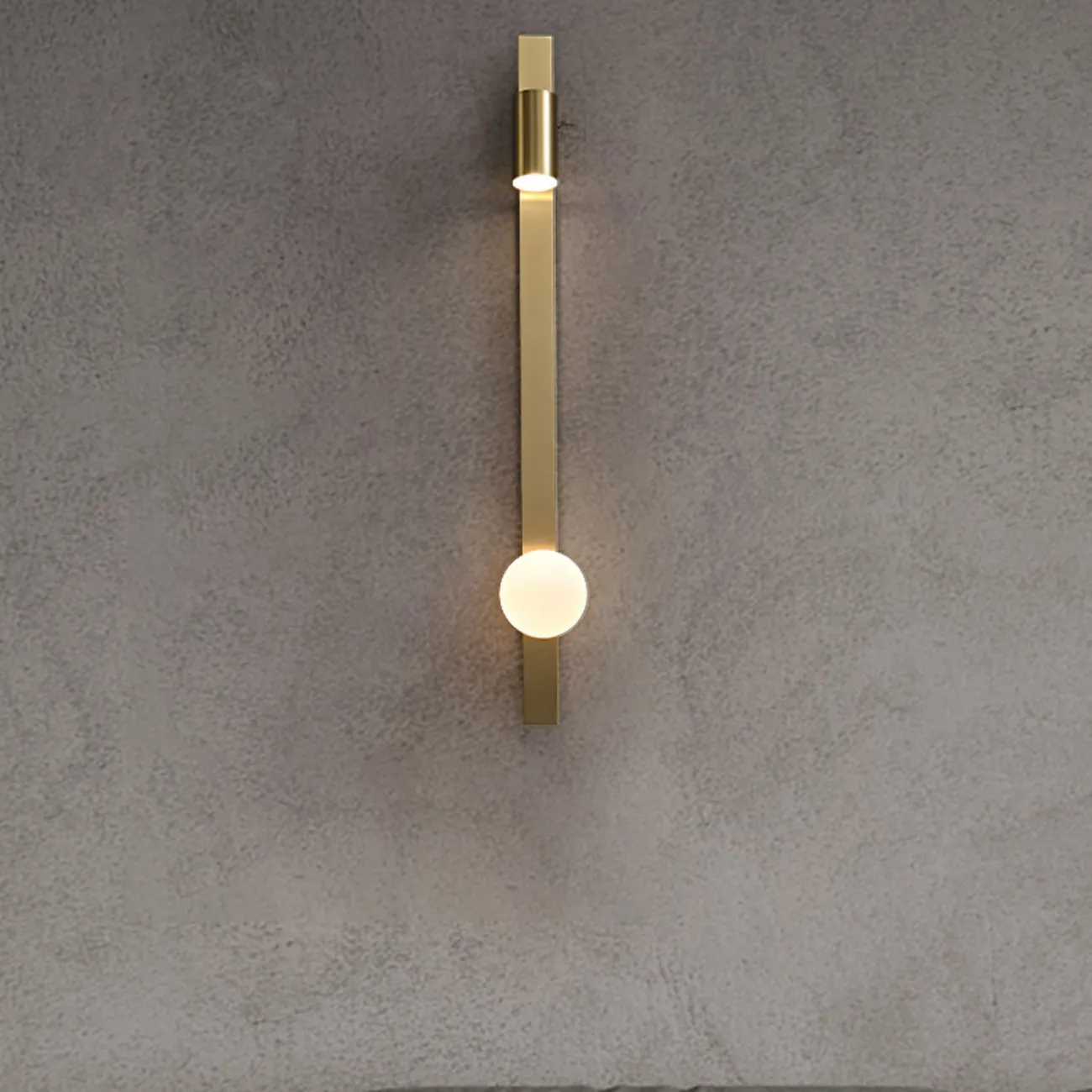 Настенный светильник с шарообразным плафоном из стекла и поворотным спотом на вытянутом прямоугольном корпусе CURD