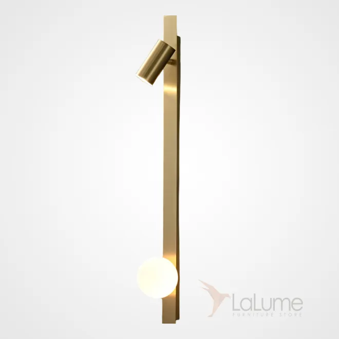 Настенный светильник с шарообразным плафоном из стекла и поворотным спотом на вытянутом прямоугольном корпусе CURD