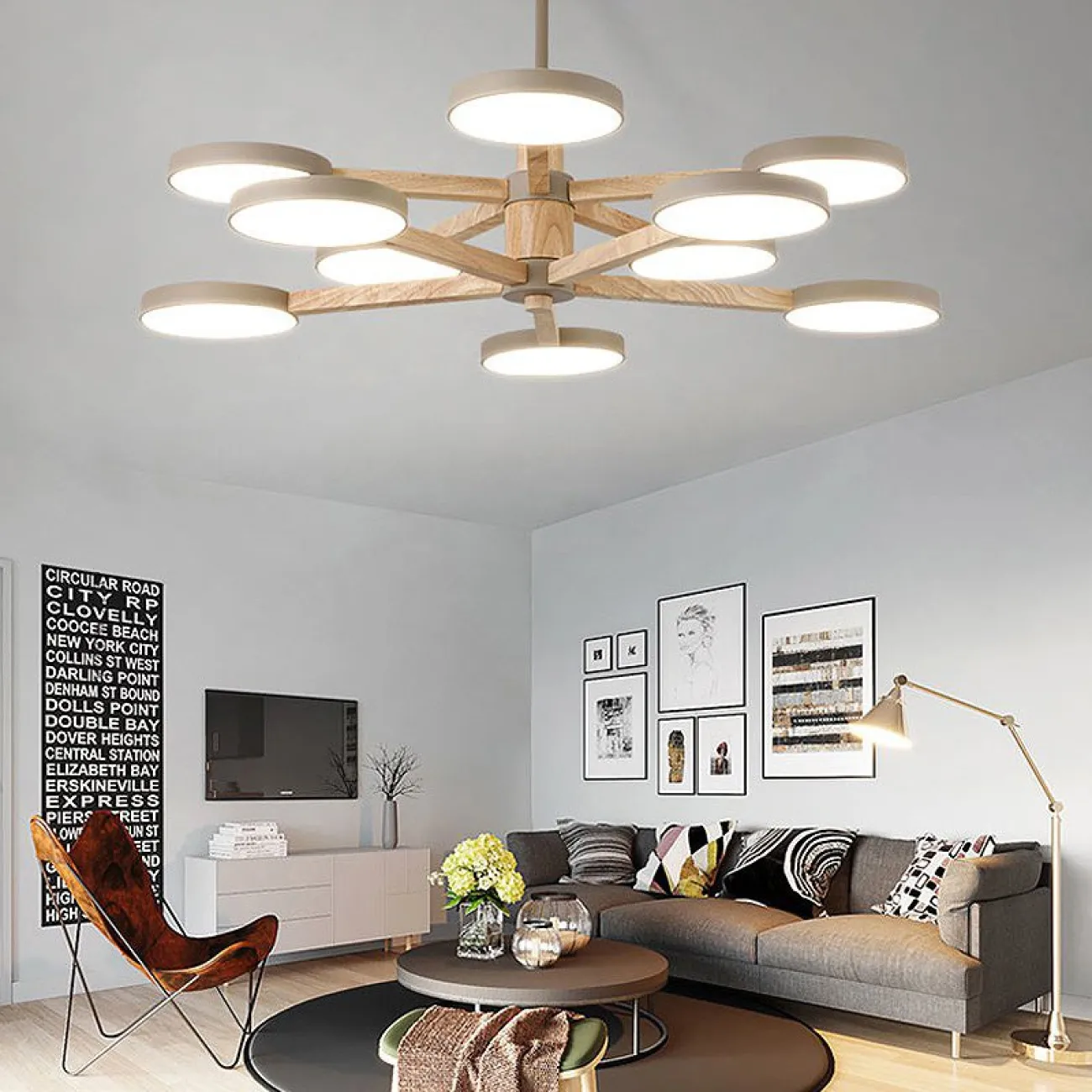 Подвесная люстра TURNA DBL L6 White от ImperiumLoft