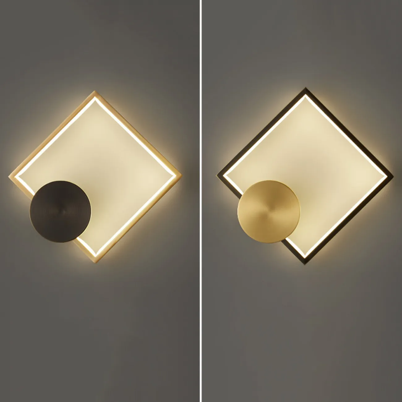 Серия настенных светодиодных светильников c декоративным диском на латунном корпусе геометрической формы WOLKE WIDE L28 Black Серия настенных светодиодных светильников c декоративным диском на латунном корпусе геометрической формы WOLKE WIDE L28 Black