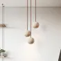Готовая комбинация подвесных светильников с шарообразным корпусом из желтого камня травертина POVL COMBO D12