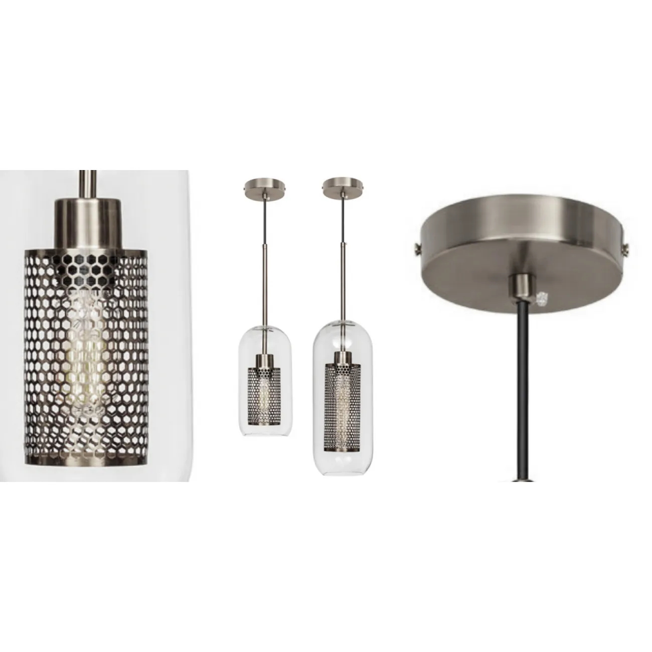 Perforation Pendant Lamp Nickel Oval