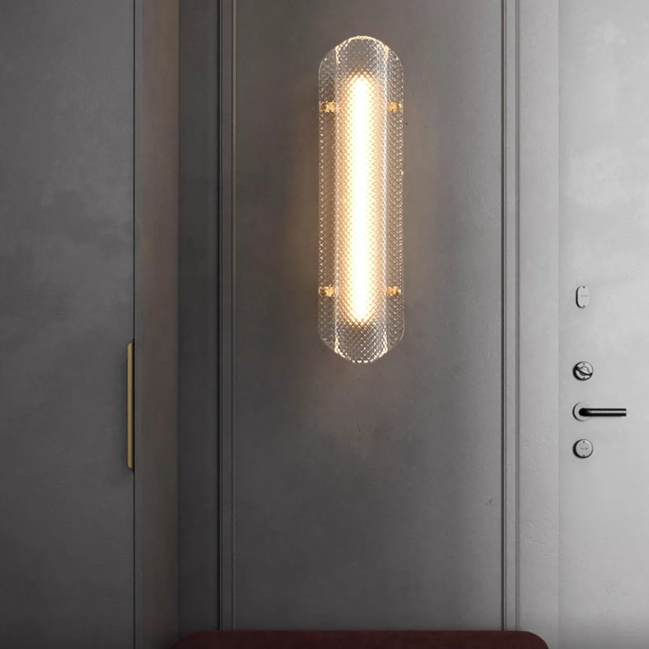 Настенный светодиодный светильник с изогнутым плафоном из стекла с панцирной поверхностью PENELOPE WALL