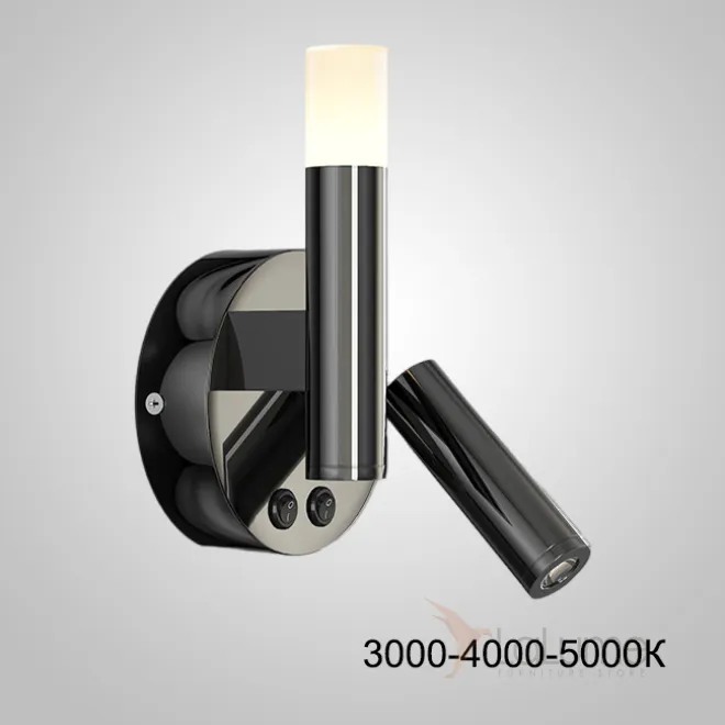 Серия настенных светодиодных светильников с цилиндрическим корпусом и дополнительным вращающимся спотом FEDDE B WALL B Трехцветный свет