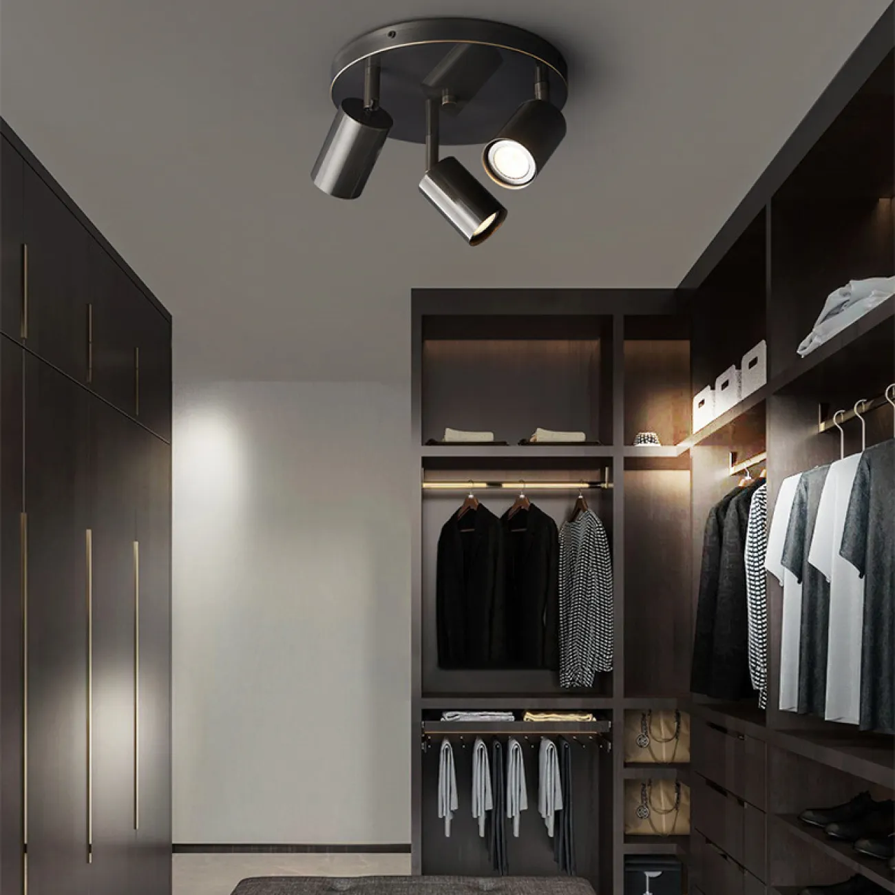 Серия светильников с поворотными цилиндрическими спотами на основании в форме диска из настоящей латуни SEDOR D25 Black Серия светильников с поворотными цилиндрическими спотами на основании в форме диска из настоящей латуни SEDOR D25 Black